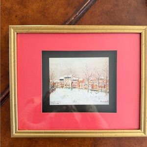 Framed Winter in Paris Scene Painting Maurice Urtrillo